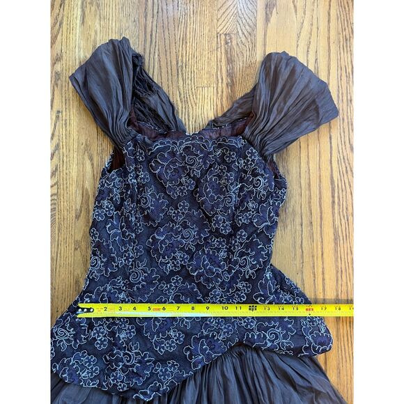 Vintage Jessica McClintock Brown Western Beaded Gown Dress  Women's Size 16 - Picture 10 of 13